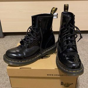Dr. Martens lace up shiny boot